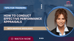 Professional woman Marsha Weisleder presenting tips on conducting effective performance appraisals for trainers